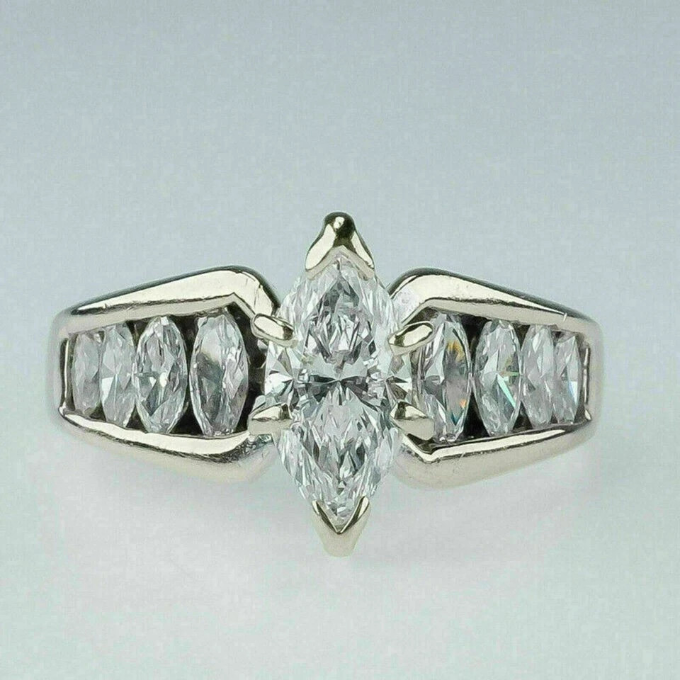 2.50Ct Lab Created Marquise Diamond Solitaire Ring 14K White Gold Finish