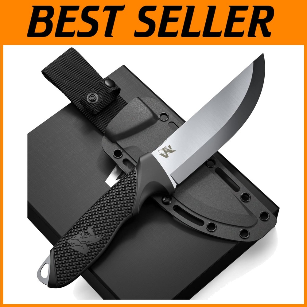D2 Steel Full Tang Survival Knife with Tactical Sheath for Outdoor Adventures