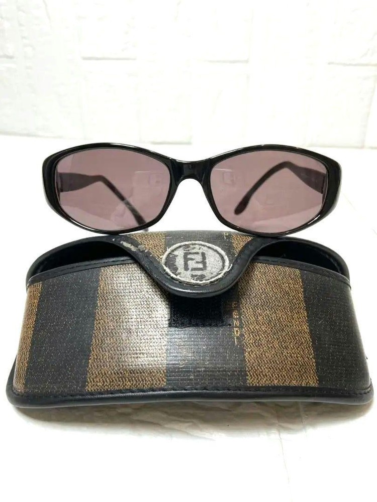 Fendi Cell Frame Sunglasses Brown FF Logo Unisex Vintage Pre-Owned Stylish