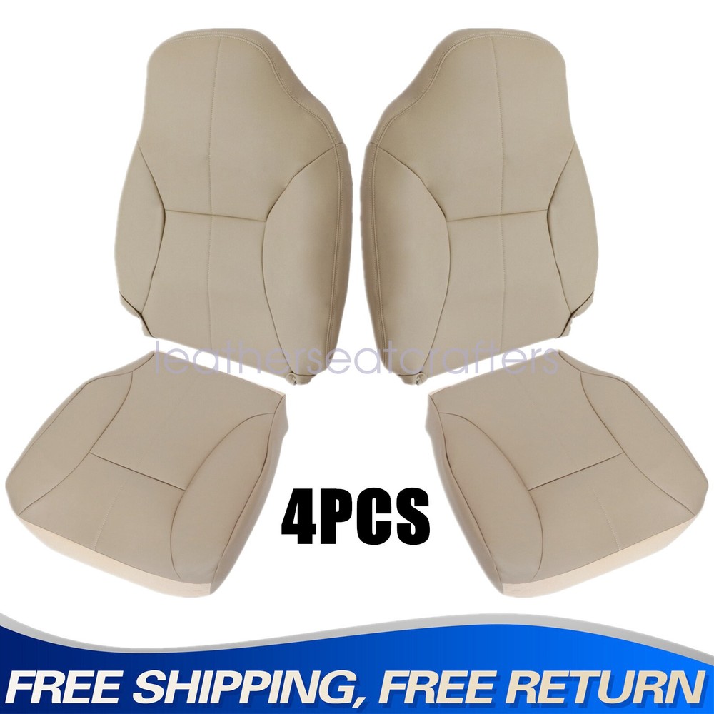 Front Bottom & Top Leather Seat Cover Tan For 1998-2002 Dodge Ram 1500 2500 3500