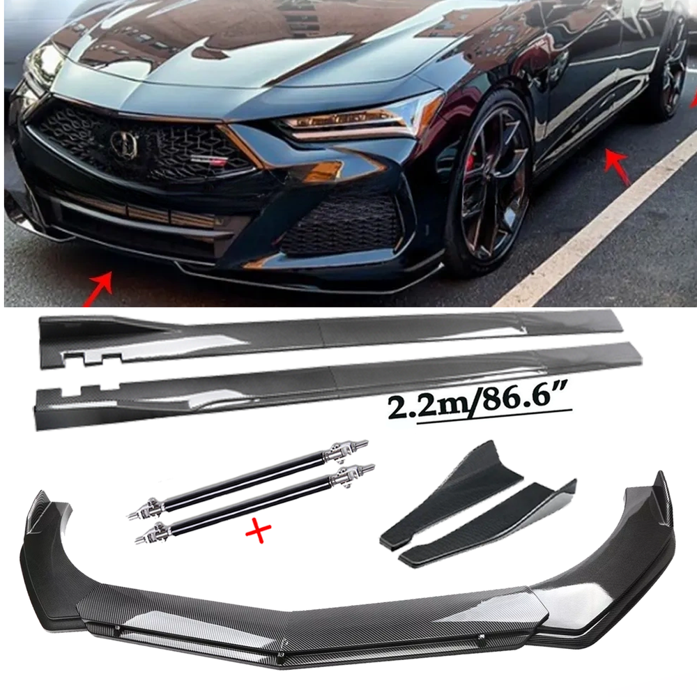 Carbon Fiber Front Bumper Lip & Side Skirt Kit for Acura ILX TLX