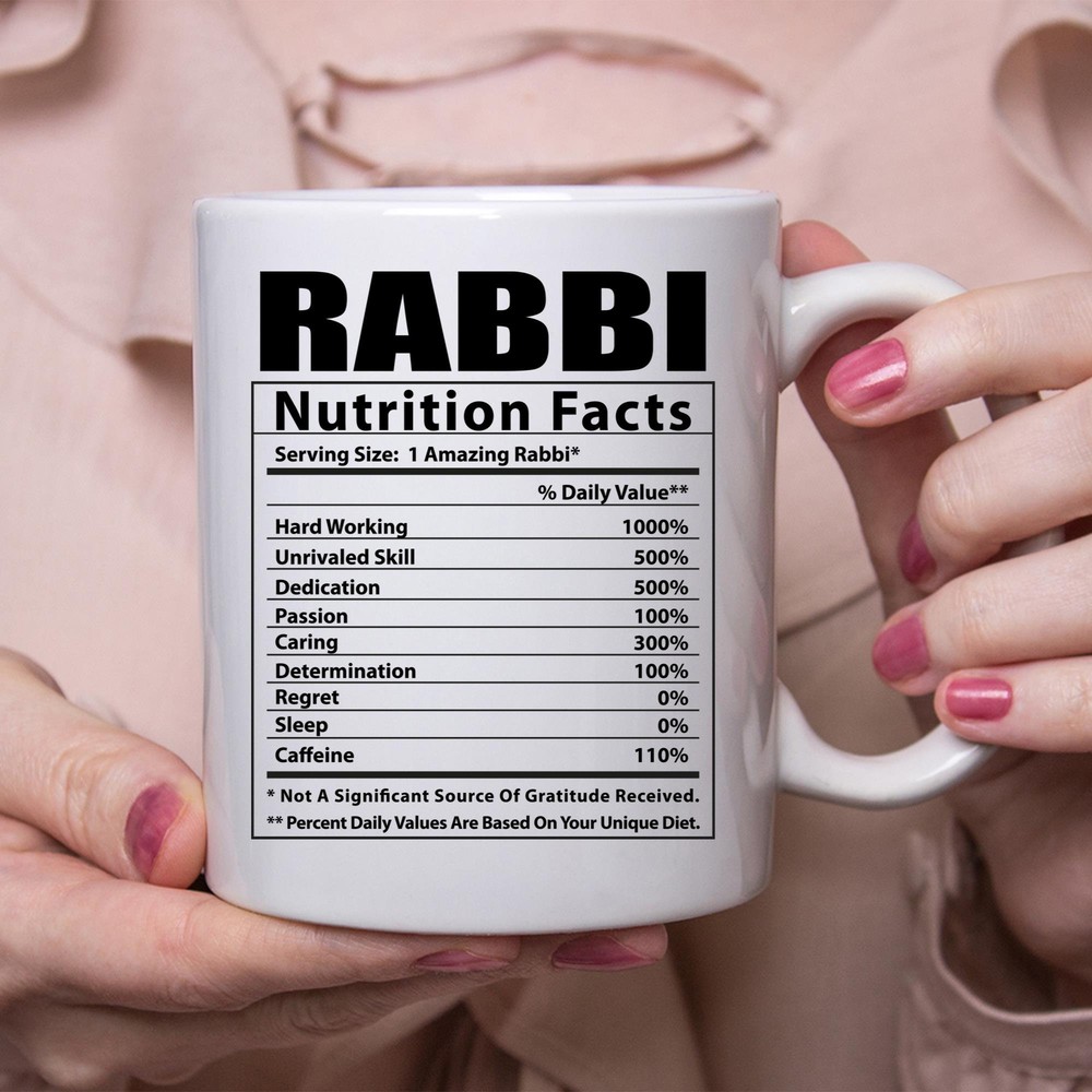 Funny Rabbi Nutritional Facts White Coffee Mug