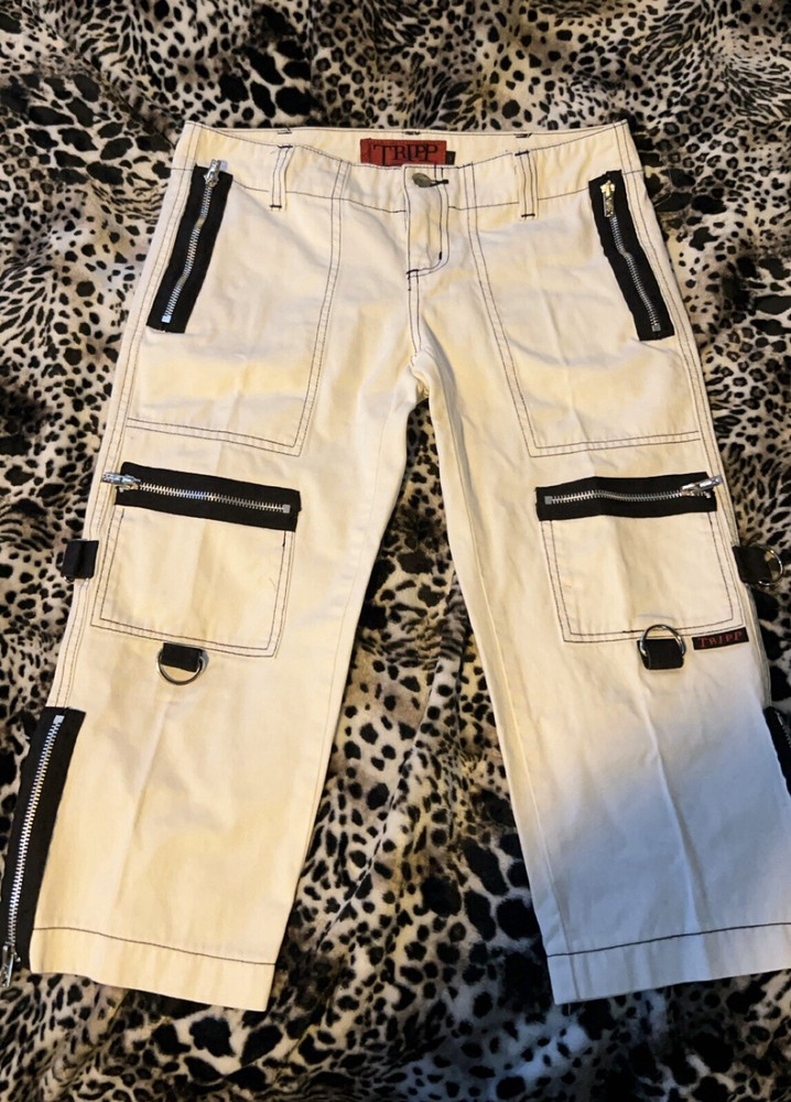 Tripp NYC White Jeans with Black Zippers & Pockets Size 3
