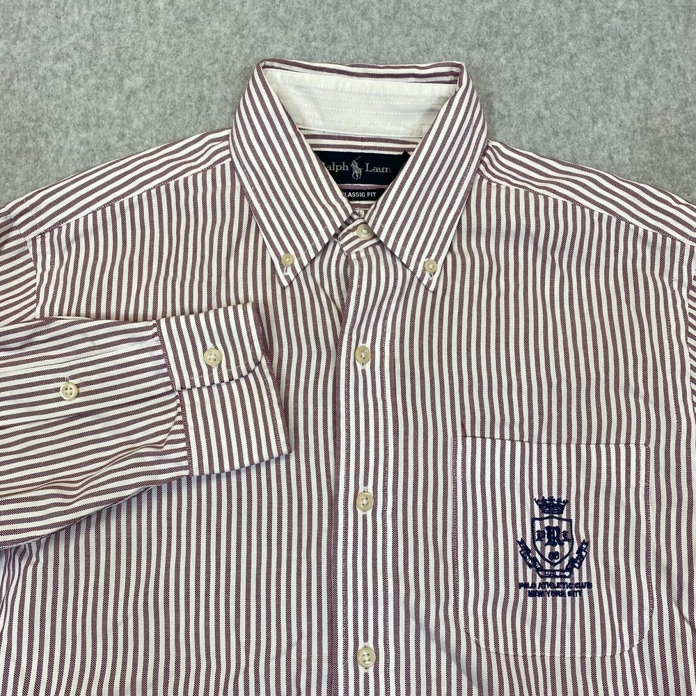 Polo Ralph Lauren Shirt Men's Small Red Long Sleeve Button Up NYC Athletic Club