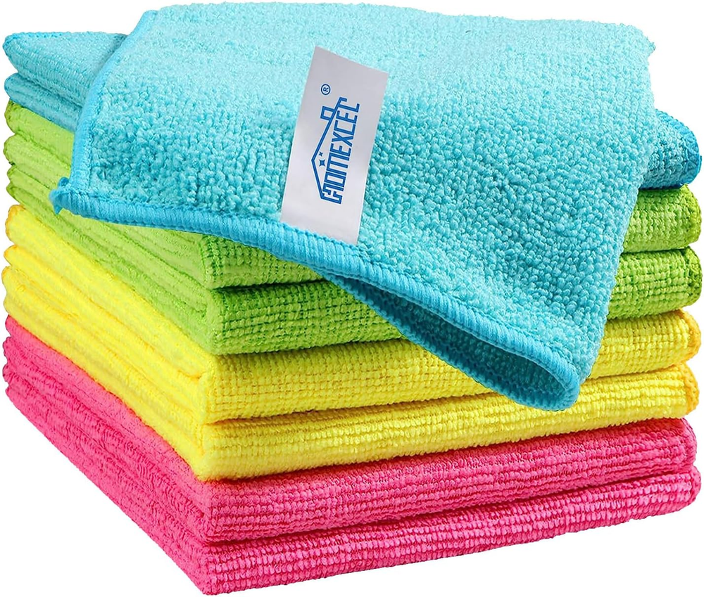 HOMEXCEL 8-Pack Microfiber Cleaning Cloths with 4 Colors for Home and Car