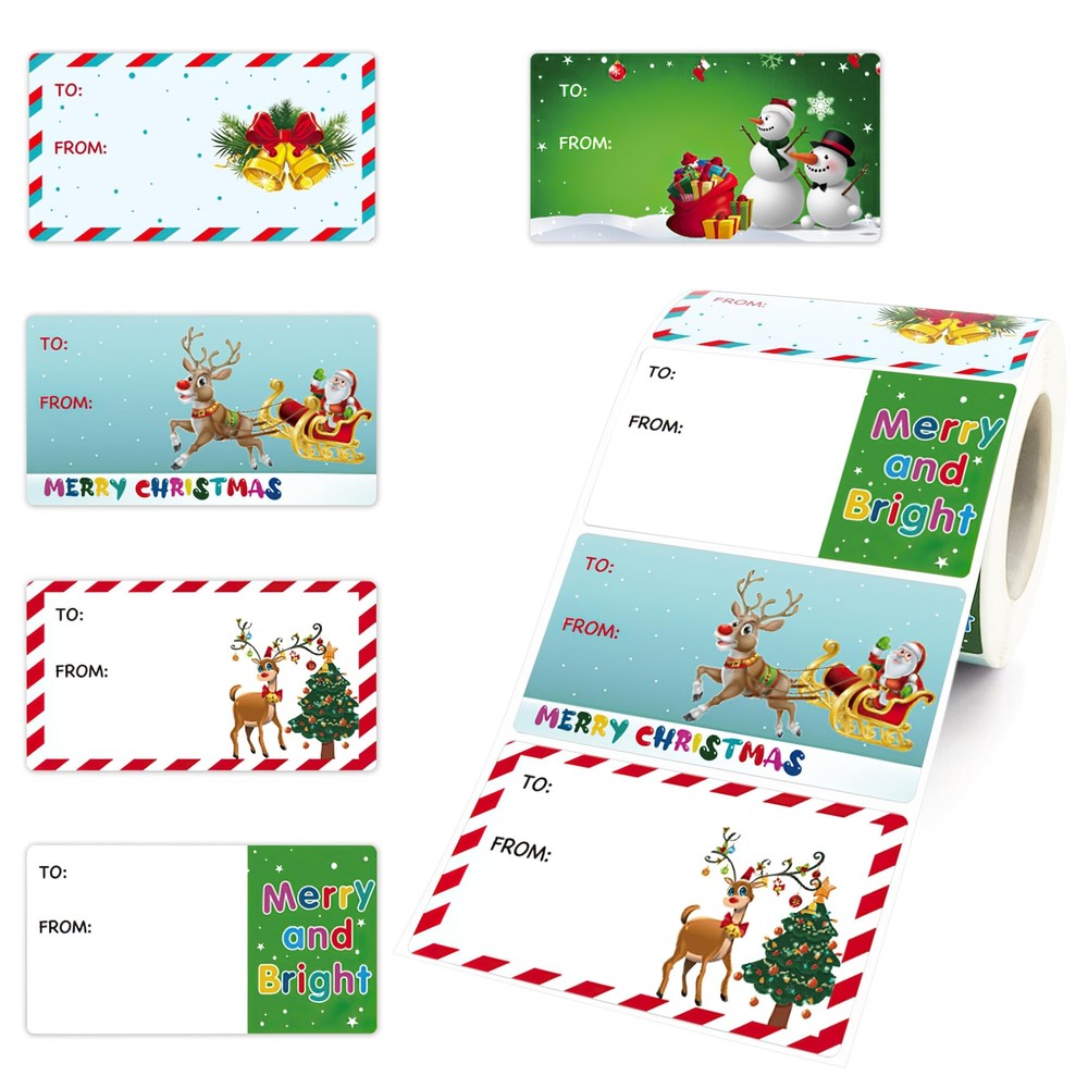 MDDRUIQI Gift Tags-250 Pcs Christmas Gift Tags Christmas Presents Stickers Se...