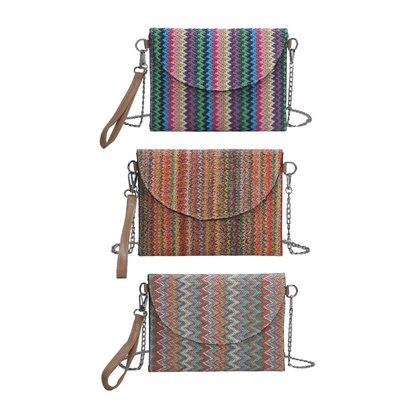 Women Casual Crossbody Bag Ethnic Shoulder Bag Vintage Knitted Handbag Ins