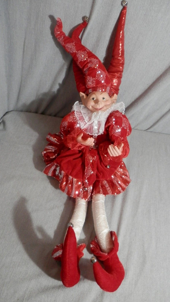 Red Jester Harlequin Christmas Elf Pixie 32