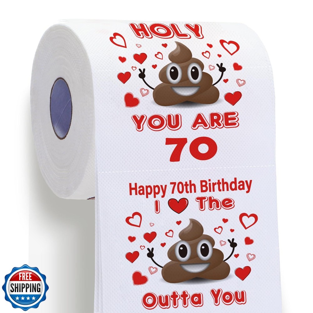 70th Birthday Toilet Paper Gag Gift - Funny Novelty Gift for Men & Women