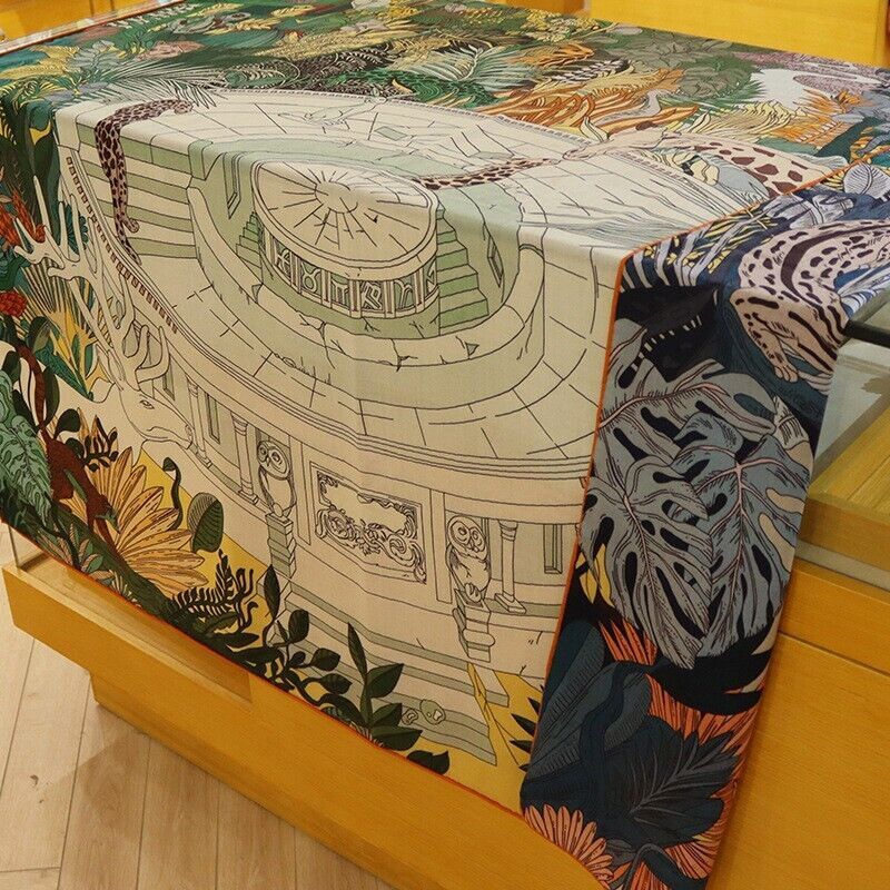 70% Cashmere 30% Silk Double Face Zoo Animal Print Wrap Scarf Shawl 53 Inches