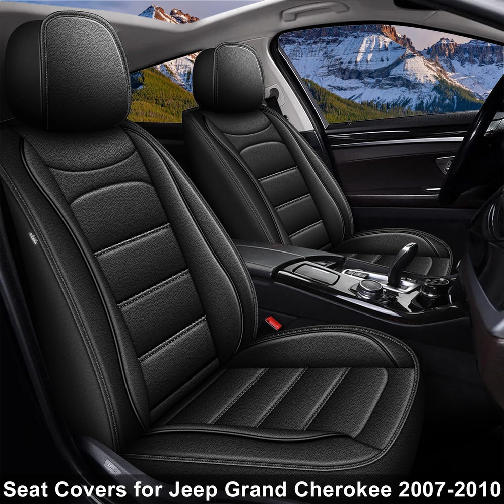 Car Seat Covers PU Leather Full Set Custom Fit for 2007-2010 Jeep Grand Cherokee