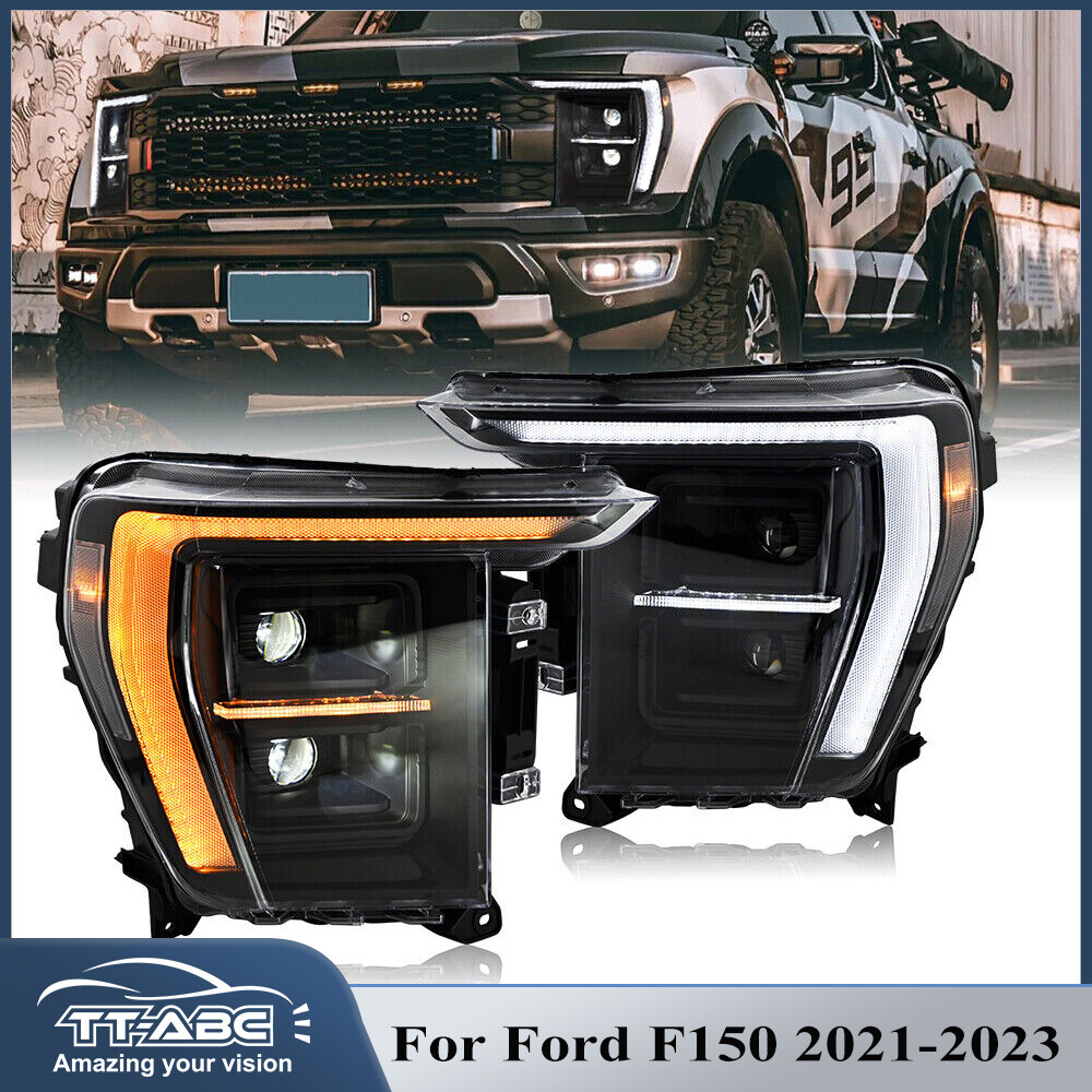 Pair Front Lamps Headlight For 2021 2022 2023 Ford F150 LED Projector Head Lamp