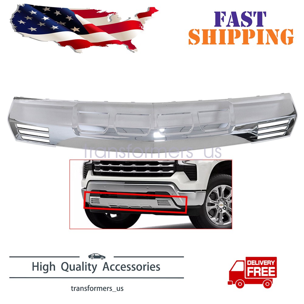 2022-2024 Chevy Silverado 1500 Chrome Front Bumper Lower Valance Skid Plate