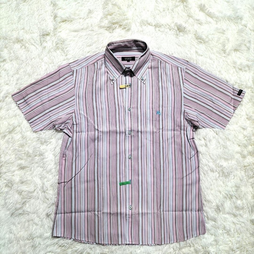 Burberry Black Label Button Shirt Striped Short sleeve Logo Men Size 2 Used