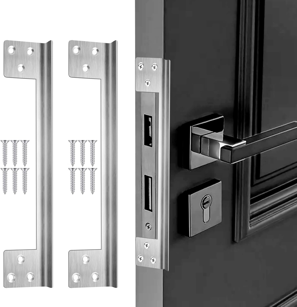 2-Pack Stainless Steel Outswing Door Latch Guard Plates for Enhanced Security