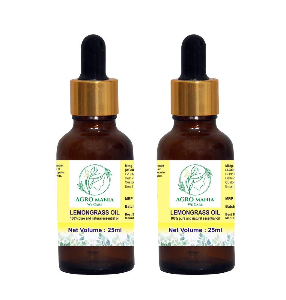 AGRO MANIA Pure Lemongrass Essential Oil for Aromatherapy Skin Hair Care 100% Natural