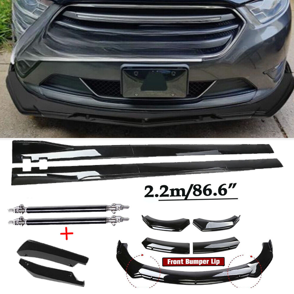 For Ford Focus RS SE ST Front Bumper Spoiler Body Kit /Side Skirt Glossy Black