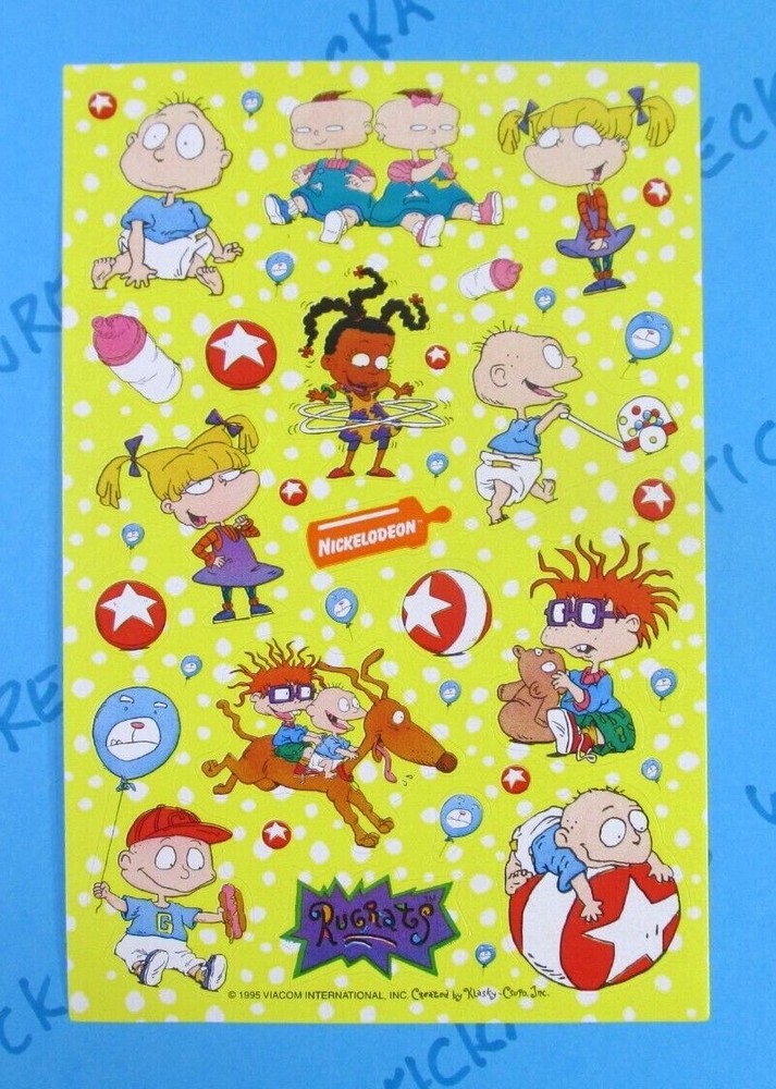Vintage Rugrats Sticker Sheet Yellow Polka Dot Background American Greetings