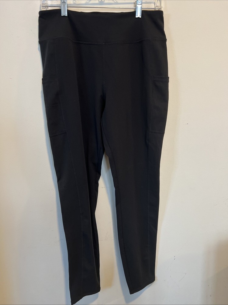 New York & Company Women’s Black Full Length Leggings W/pockets Size L Large