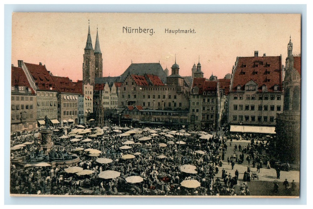 c1910 Hauptmarkt Nurnberg (Nuremberg) Germany Unposted Antique Postcard
