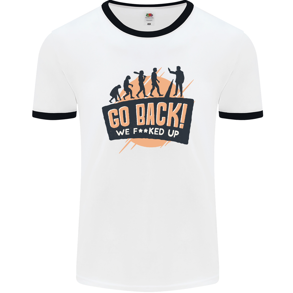 Go Back Funny Climate Change Environment Mens Ringer T-Shirt