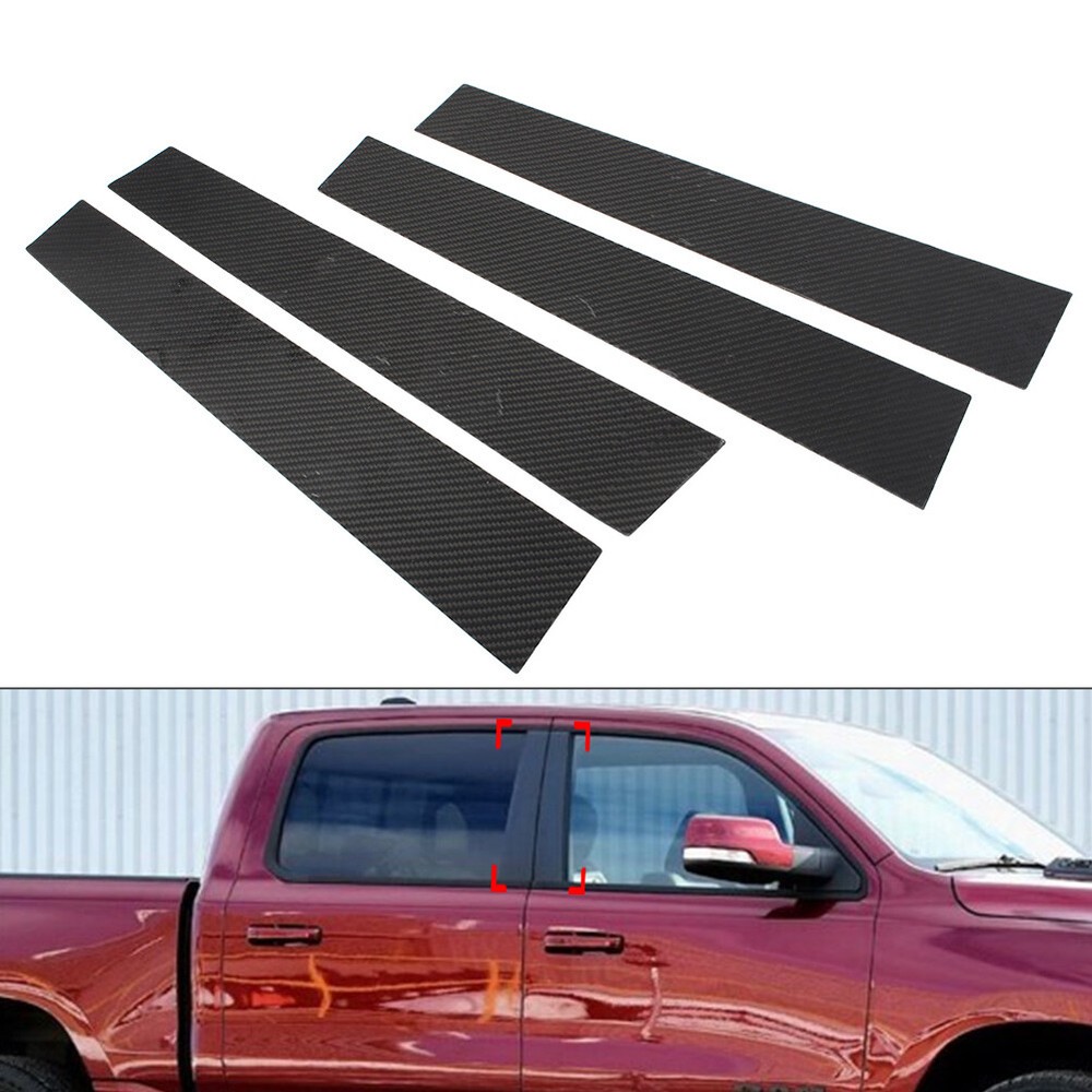 US 4 Pcs  Exterior Door Window B Pillar Post Cover Trim For Dodge Ram 1500 19-23