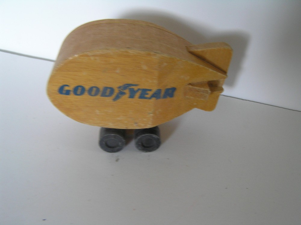 RARE Vintage GOODYEAR BLIMP MATTEL INC Wooden Toy Advertising 1972 Korea
