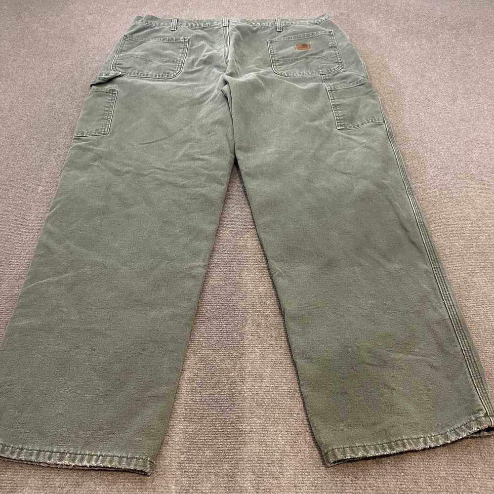 Carhartt Flannel Lined Pants Mens 40 Fits 39x31 Carpenter Distressed B111 MOS