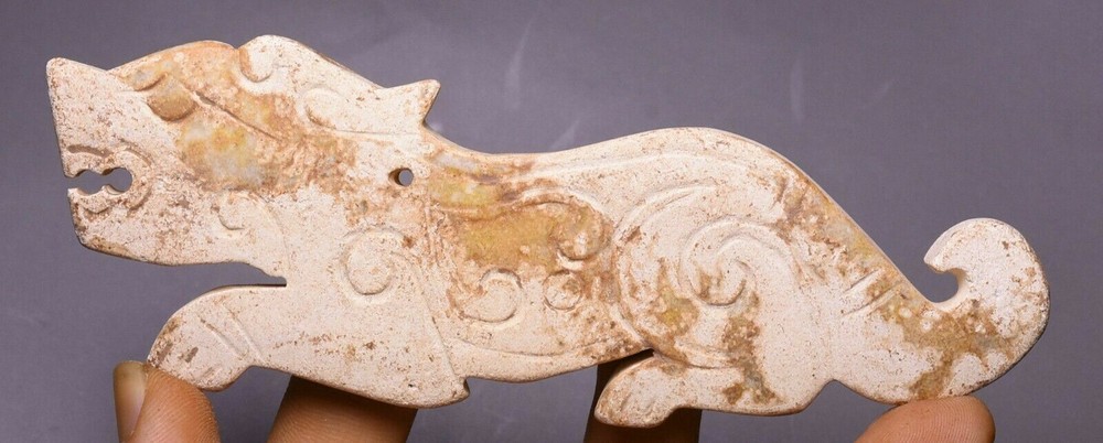 12.5cm China Hongshan Culture Old Jade Carving Dynasty Palace Beast Yu Bi Yubi