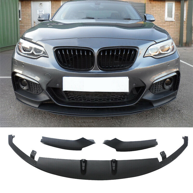 Matte Black Front Lip Splitter for 2014-2021 BMW F22 2 Series M Sport Bumper