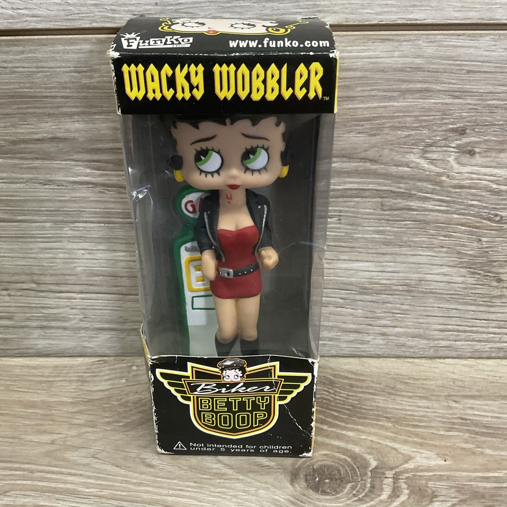 2002 Funko Biker Betty Boop Wacky Wobbler Bobblehead Mint in Box NIB
