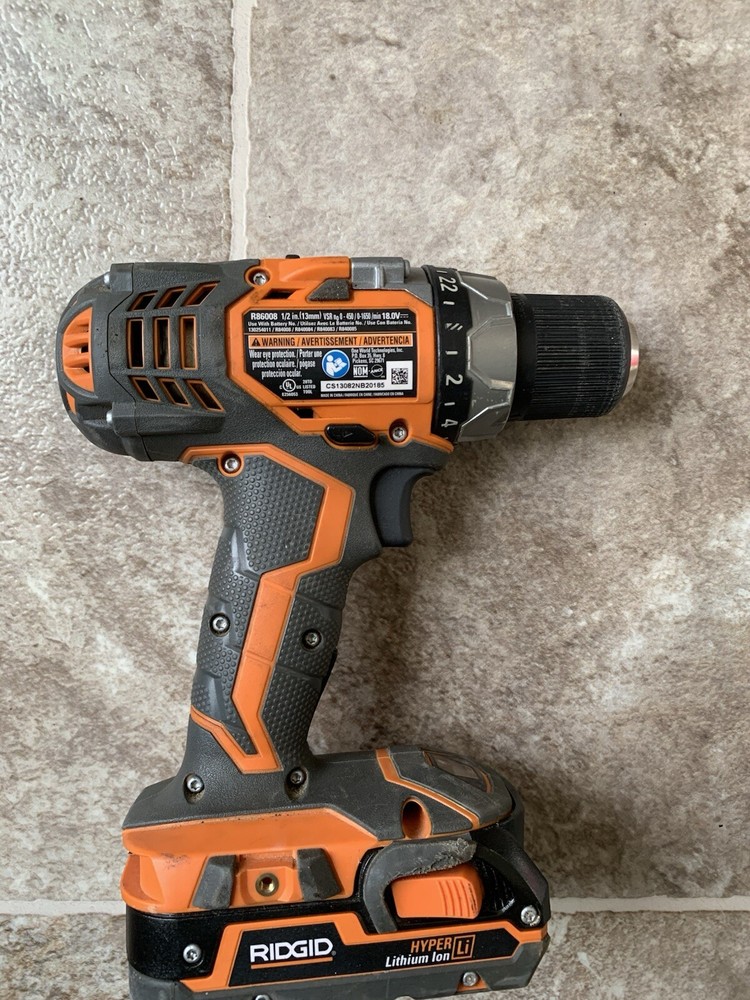 RIDGID Fuego R86008 18V Lithium Ion Compact Cordless Drill Driver - Orange/Black