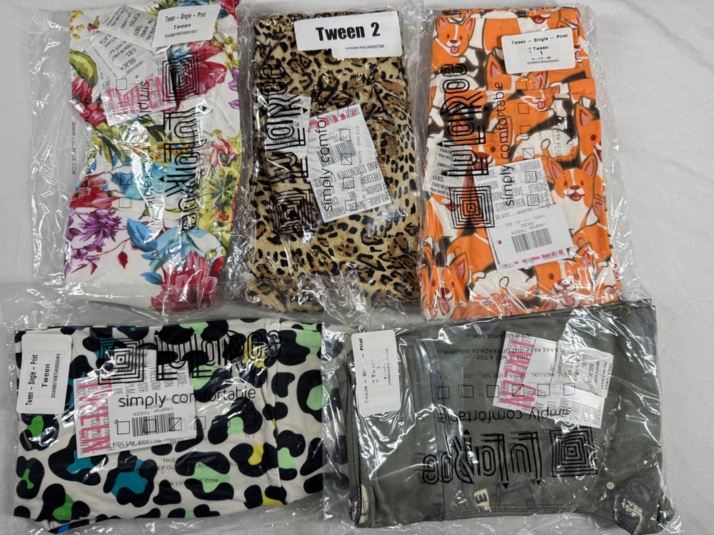 5 Pair of Kids Tween LuLaRoe Buttery Soft Leggings Size Tween 2 Cheetah Leopard