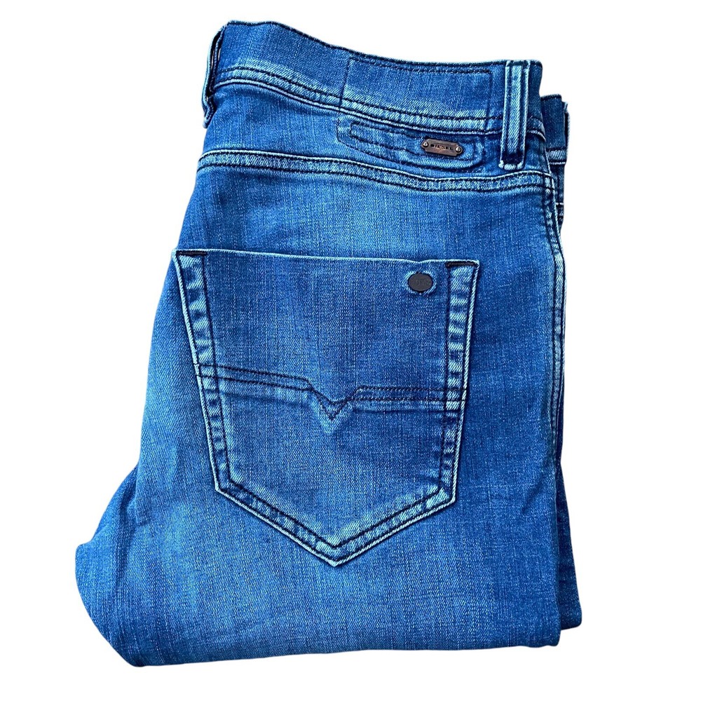 DIESEL Jeans Tepphar Mens Blue Slim Carrot Stretch Button 0818T Wash W32 L30
