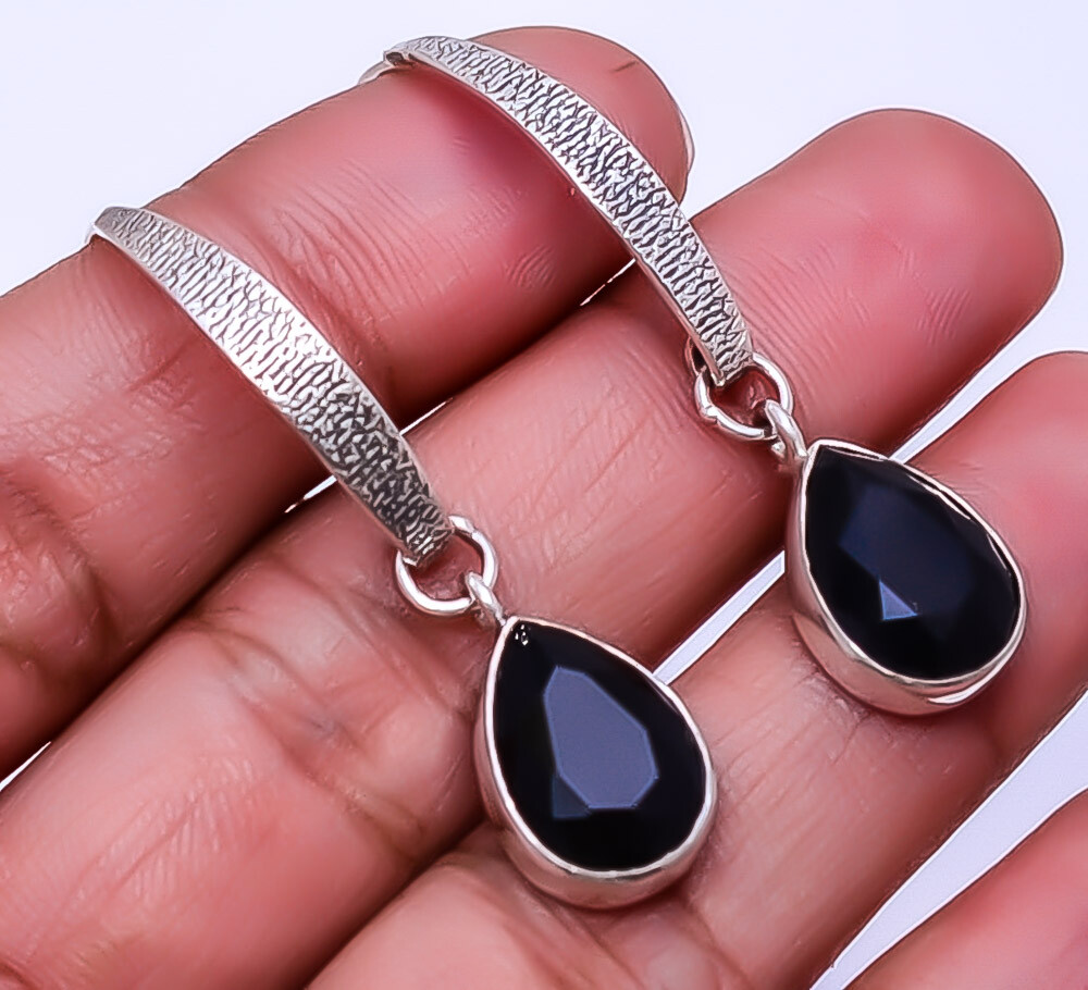 Black Onyx Designer Handmade 925 Sterling Silver Earring 1.76