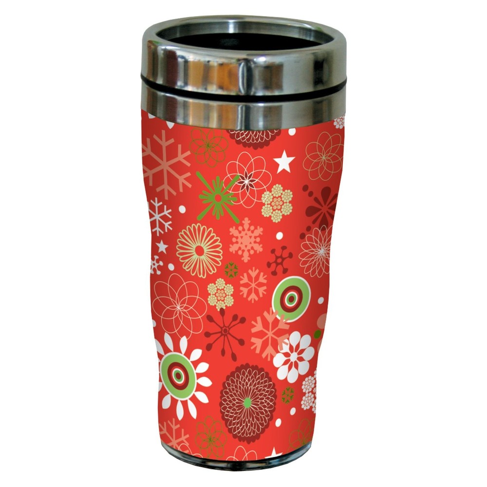 Carolyn Gavin Floral Pink Green Sip N Go Stainless Steel Tumbler 20oz  