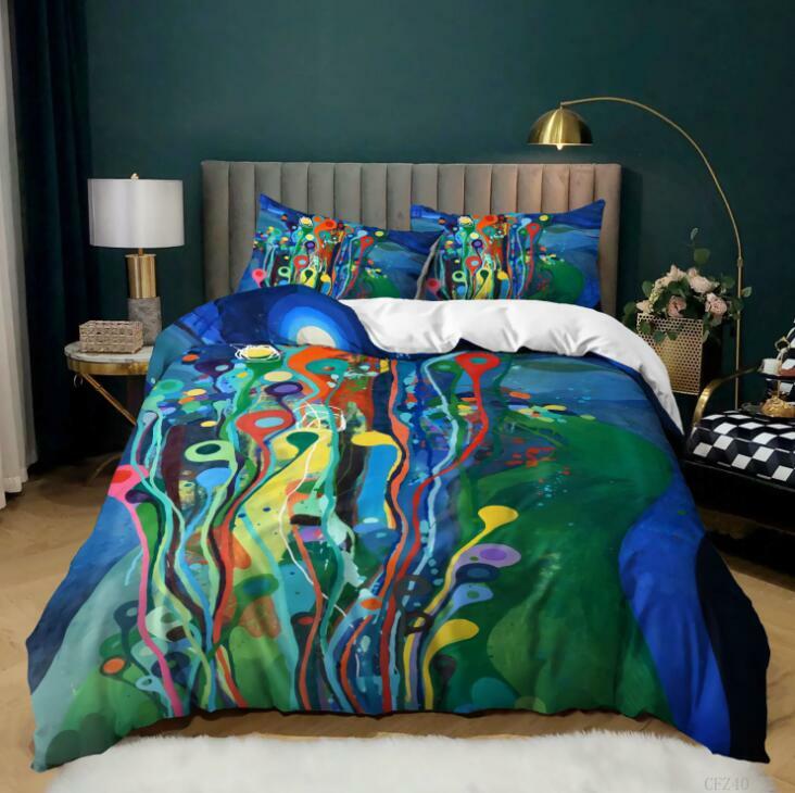 Painting Jumping TadpoleDuvet Cover Bedding Set Comforter Cover Pillowcase Queen