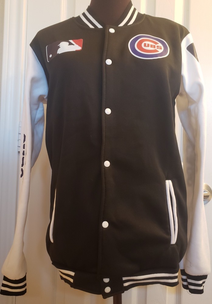 CHICAGO CUBS Baseball Jacket, NEW, Men's Small, Lettermen Look, B&W