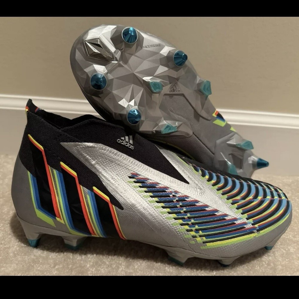 Adidas Predator Edge+ SG Soccer Cleats Laceless Shoes Silver HR1570 Men’s Sz 8