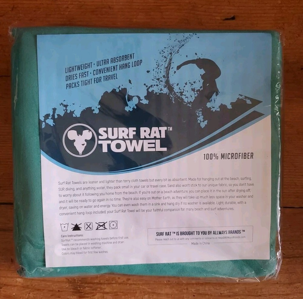 Lightweight Green Microfiber YogaRat Surf Towel 64x30 for Hot Yoga & Sports