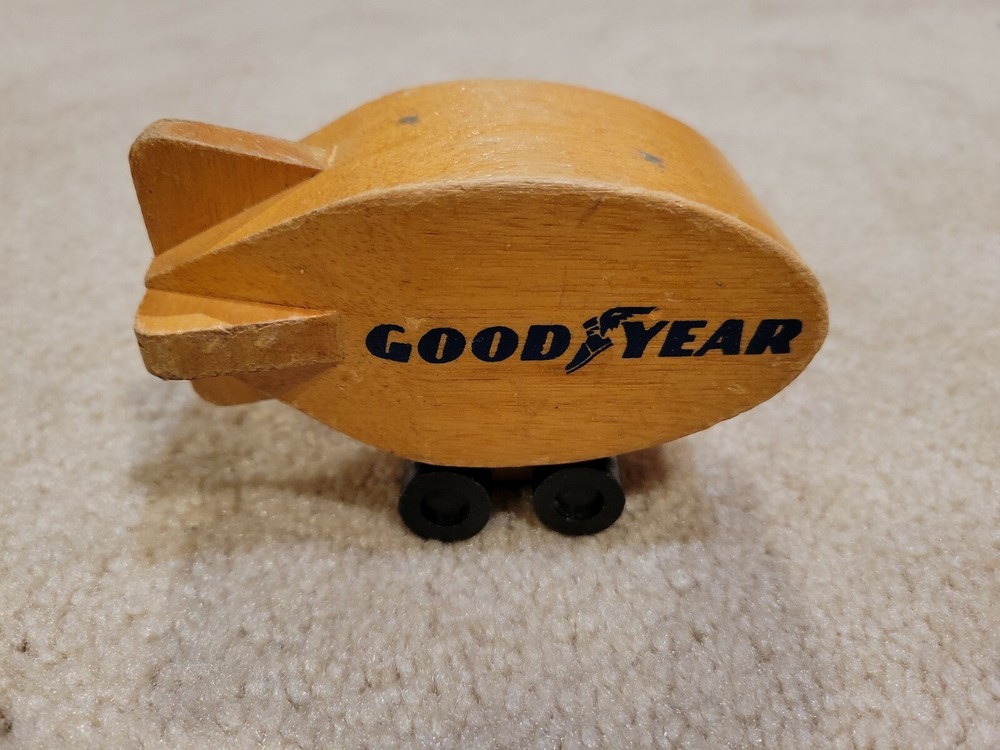 Rare Vintage Goodyear Blimp Wooden Toy Mattel 1972