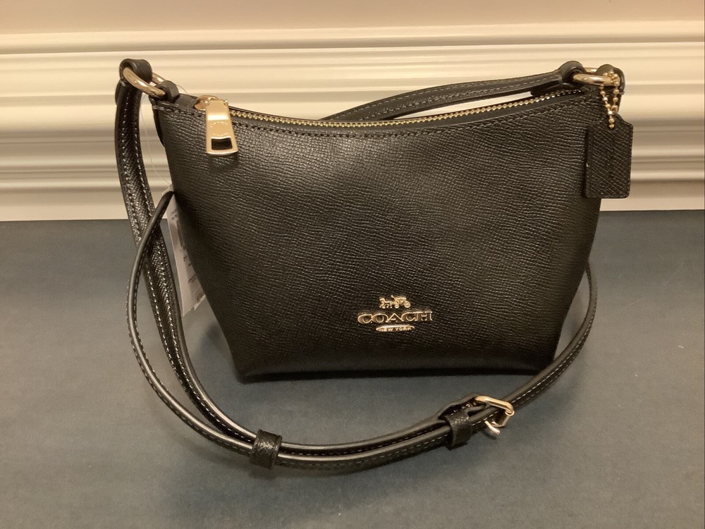 NWT COACH Crossgrain Leather Zip Top Crossbody Bag in Black CW336