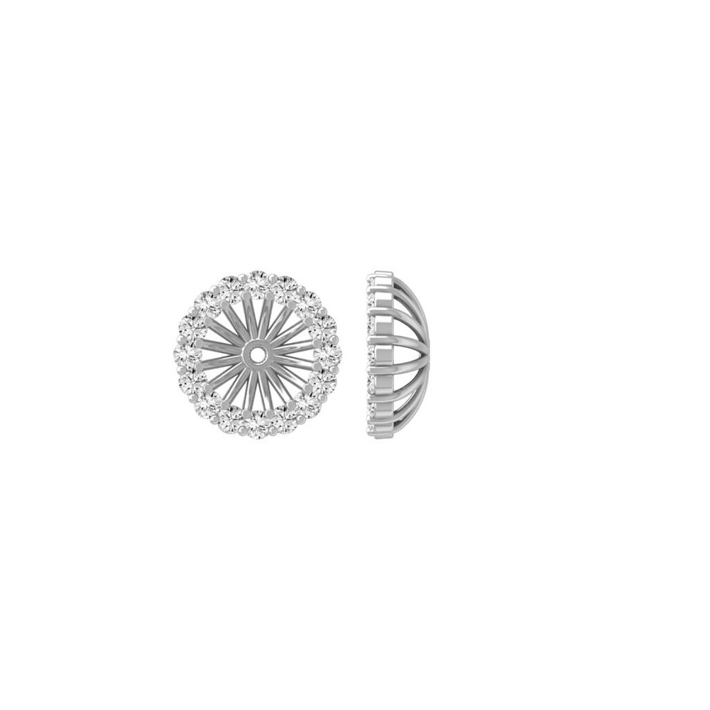 Natural Diamond Jacket Stud Earring 14K White Gold for Women 0.88 gram