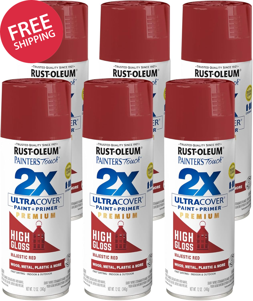 272272- Painter'S Touch 2X Ultra Cover Spray Paint, 12 Oz, Majestic Red, 6 Pack