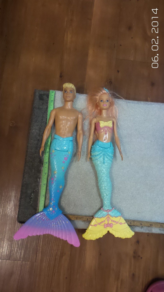 lot of 2 Mattel Barbie Dreamtopia Merman Blonde Mermaid Ken & barbie dolls