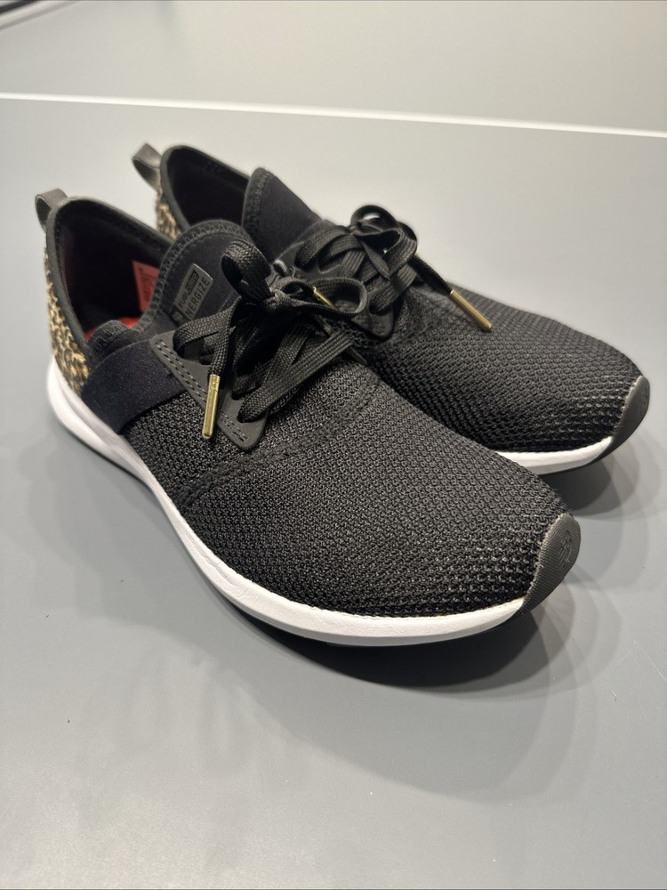 New Balance Women's Black and Leopard Print Sneakers Size 8.5