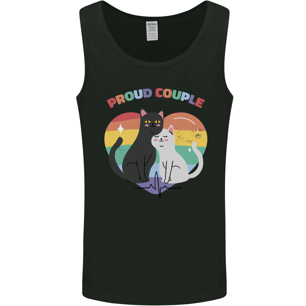 Proud LGBT Couple Funny Gay Cats Graphic Mens Vest Tank Top