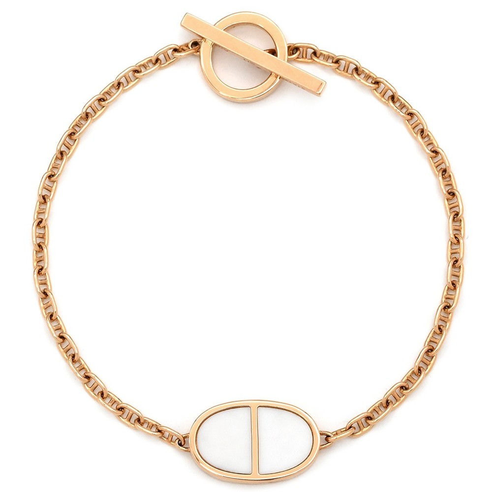 Hermes Chaine d'Ancre Verso K18PG Gold SH Pink 18K 750 Bracelet 131519