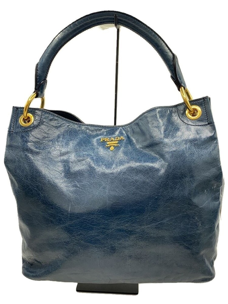 RARE PRADA Blue Leather Shoulder Bag BR4712 Vintage Designer Handbag