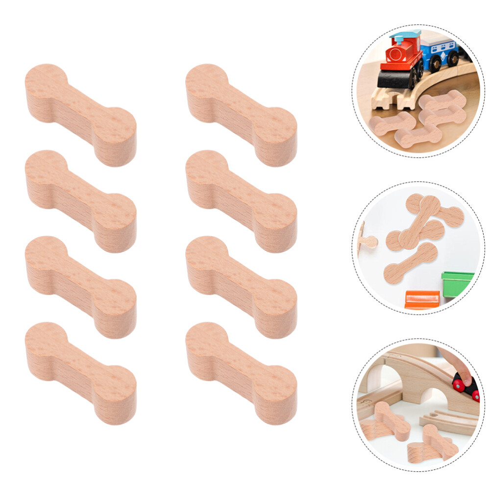 8-Piece Wooden Train Track Adaptors for Kids Model Toy Set  
